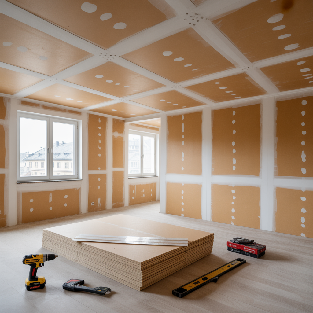 bygga innertak av gips regling skarvar och kostnad